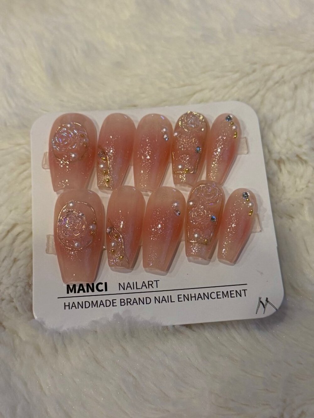 Pink Floral Press-On Nails